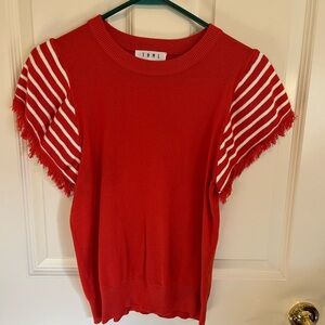 Bold Red Sweater with Fringe Details